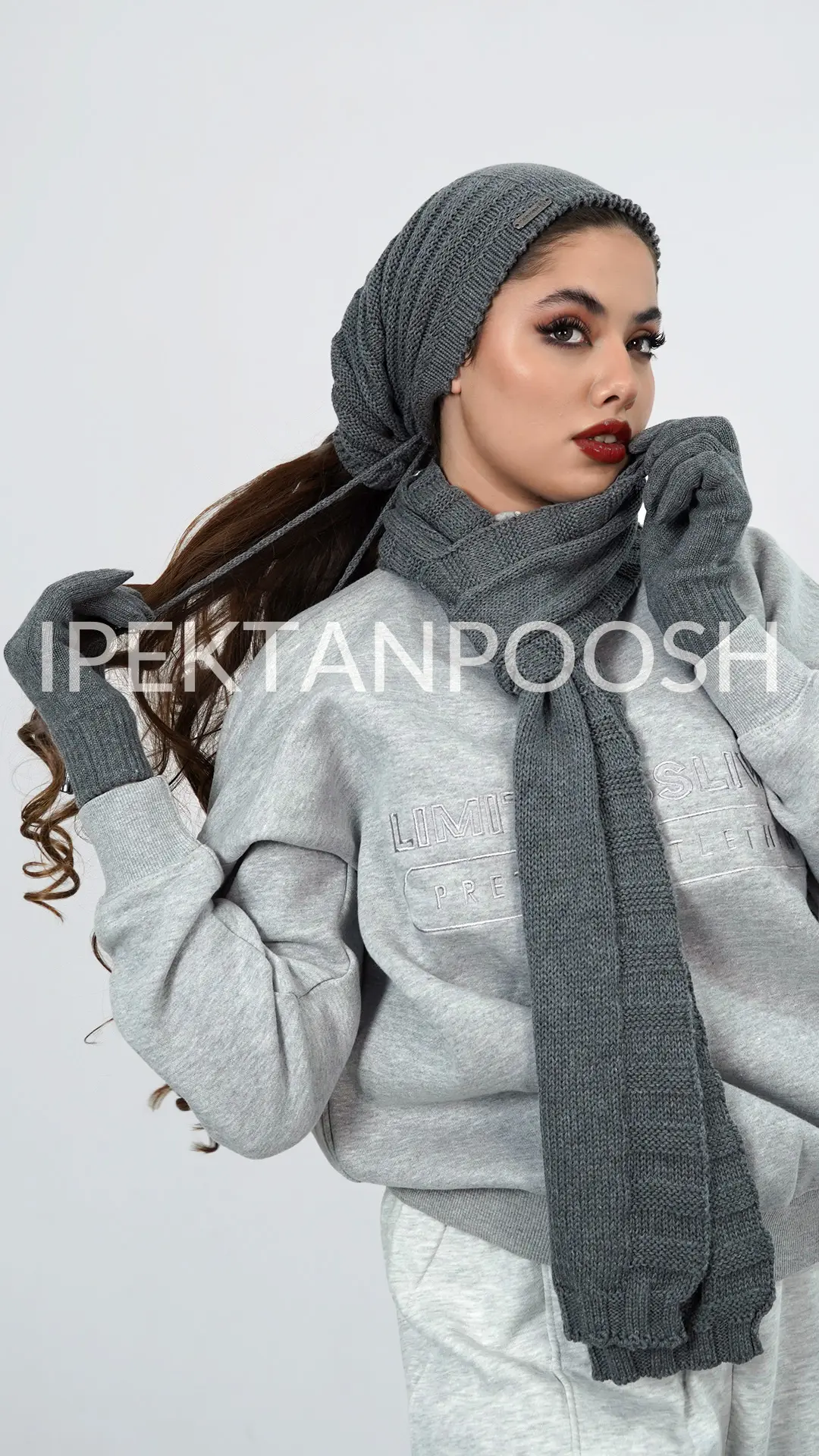ست سه تکه شال کلاه و دستکش برند endless